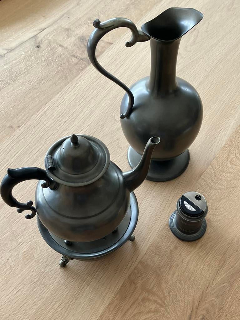 Tinnen servies 4 stuks Kurz Tiel, Antiek en Kunst, Antiek | Tin, Verzenden