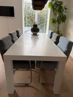 Goossens eettafel wit Belleville + stoelen Knock out, Ophalen, 200 cm of meer, 50 tot 100 cm, Zo goed als nieuw