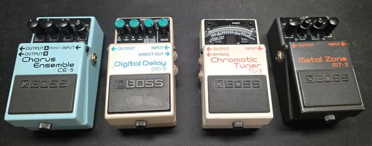 Diverse Boss pedalen CE-5, TU-3, DD-3(longchip) en MT-2, Muziek en Instrumenten, Effecten, Gebruikt, Chorus, Delay of Echo, Distortion, Overdrive of Fuzz