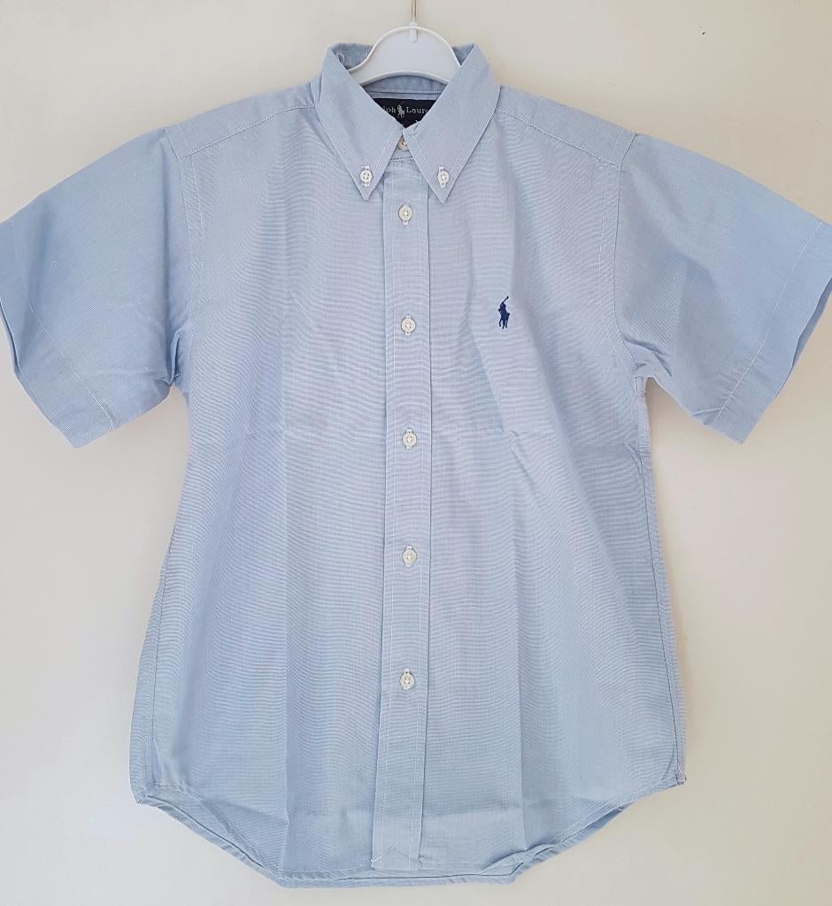 Blauw Ralph Lauren overhemd s/s maat 116 NIEUW (0649), Kinderen en Baby's, Kinderkleding | Maat 116, Overhemd of Blouse, Nieuw