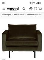 Woood Rodeo fauteuil velvet - Olijfgroen, Huis en Inrichting, Ophalen, Modern, Industrieel, 75 tot 100 cm, Zo goed als nieuw