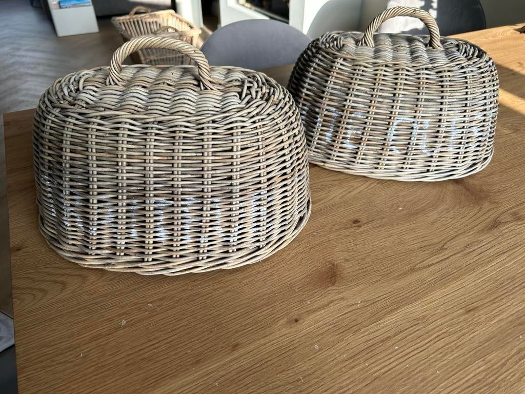 Riviera Maison Rieten Voedselkappen (2 stuks), Ophalen, Zo goed als nieuw