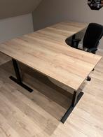 Hoekbureau 240x160 cm – Natuur eiken met zwart frame, Huis en Inrichting, Bureaus, Ophalen, Zo goed als nieuw, Bureau