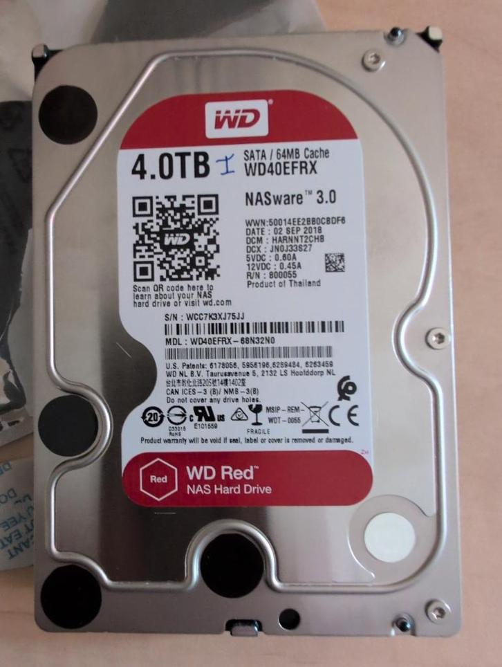 WD Red NAS HD  4.0TB, Computers en Software, Harde schijven, Zo goed als nieuw, Server, Intern, HDD, Ophalen of Verzenden