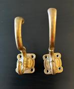 Vintage Messing Kapstokhaken - 2 stuks, Ophalen, Gebruikt, Wandhaken, Minder dan 100 cm