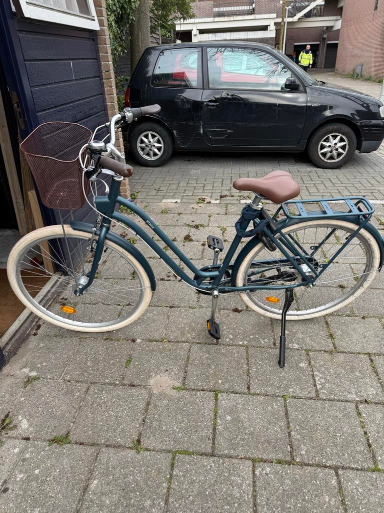 ELOPS Stadsfiets 540 Laag frame L/XL Groenblauw met mand, Fietsen en Brommers, Fietsen | Dames | Damesfietsen, (Extra) lage instap