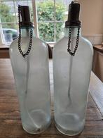 2 lampolie flessen, Ophalen of Verzenden, Overige kleuren, Glas, Minder dan 50 cm