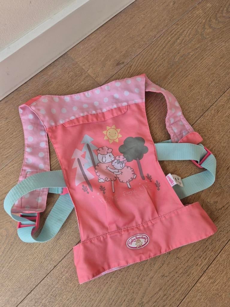 Baby Annabell draagzak voor pop - Roze met schaapjes, Overige merken, Ophalen of Verzenden, Zo goed als nieuw, Buik