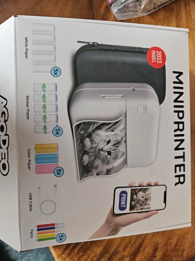 AGODEO Mini Printer 2023 Model met Accessoires, Computers en Software, Pocketprinters, Ophalen of Verzenden, Zo goed als nieuw