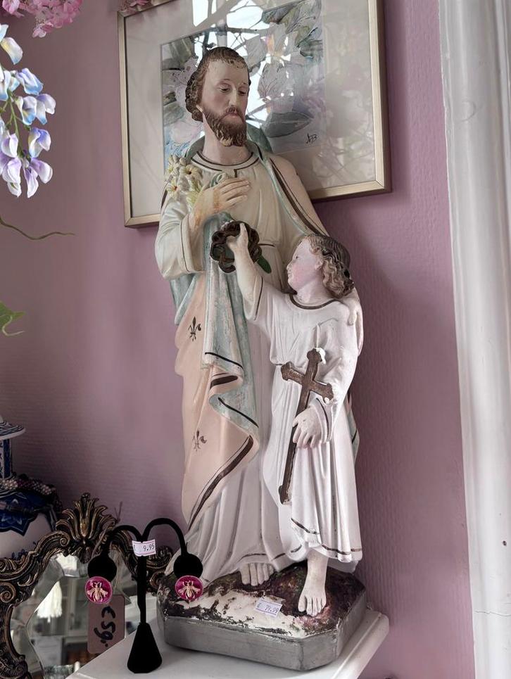 Prachtig Sint Jozef beeld met kindje Jezus, Antiek en Kunst, Antiek | Religie, Ophalen of Verzenden