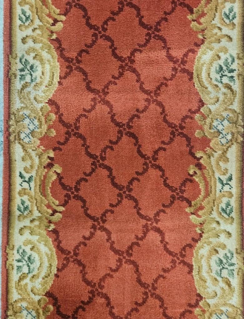 Vintage oosters wol vloerkleed loper trap loper 58x628cm, Crème, Gebruikt, Klassiek, Barok, Traditioneel, 200 cm of meer