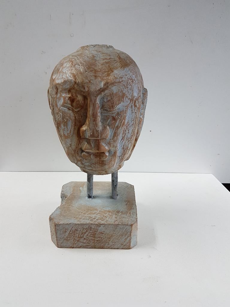 kunst, hoofd op standaard., Antiek en Kunst, Kunst | Beelden en Houtsnijwerken, Ophalen of Verzenden