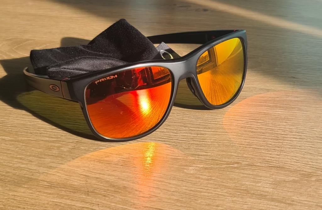 Oakley Crossrange Zonnebril - Zwart met Oranje Glazen, Zonnebril, Zwart, Ophalen of Verzenden, Zo goed als nieuw