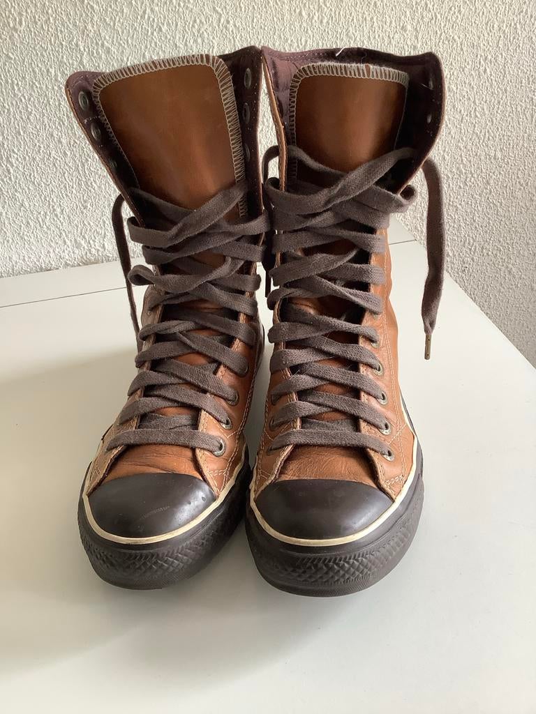 Converse All Star Hoge Leren Sneakers Bruin Maat 7, Ophalen of Verzenden, Gedragen, Bruin, Sneakers of Gympen