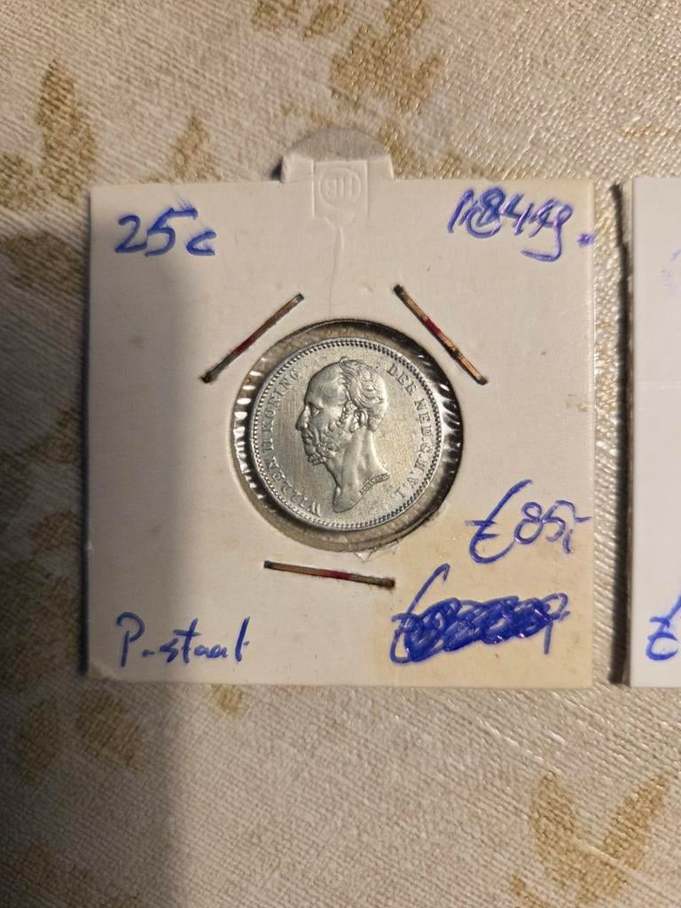 Zilveren 25 Cent Willem II 1849willem ll -1849 Willem lll., Zilver, 25 cent, Ophalen of Verzenden, Losse munt