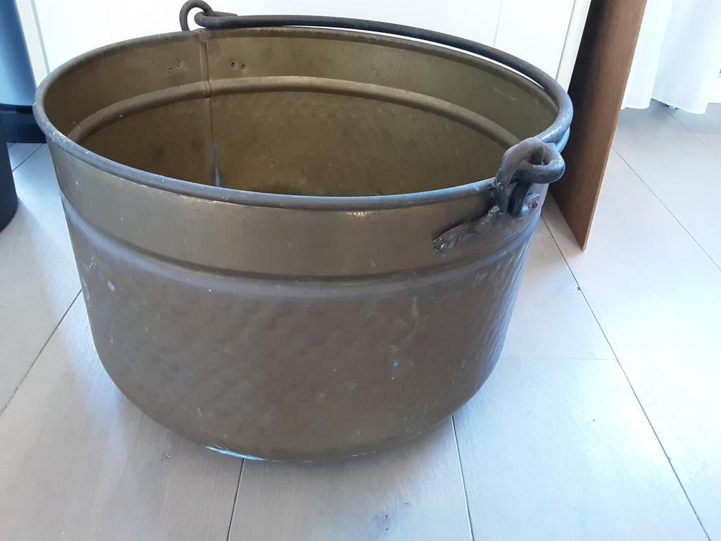 Grote koperen ketel met handvat, Ophalen of Verzenden, Koper