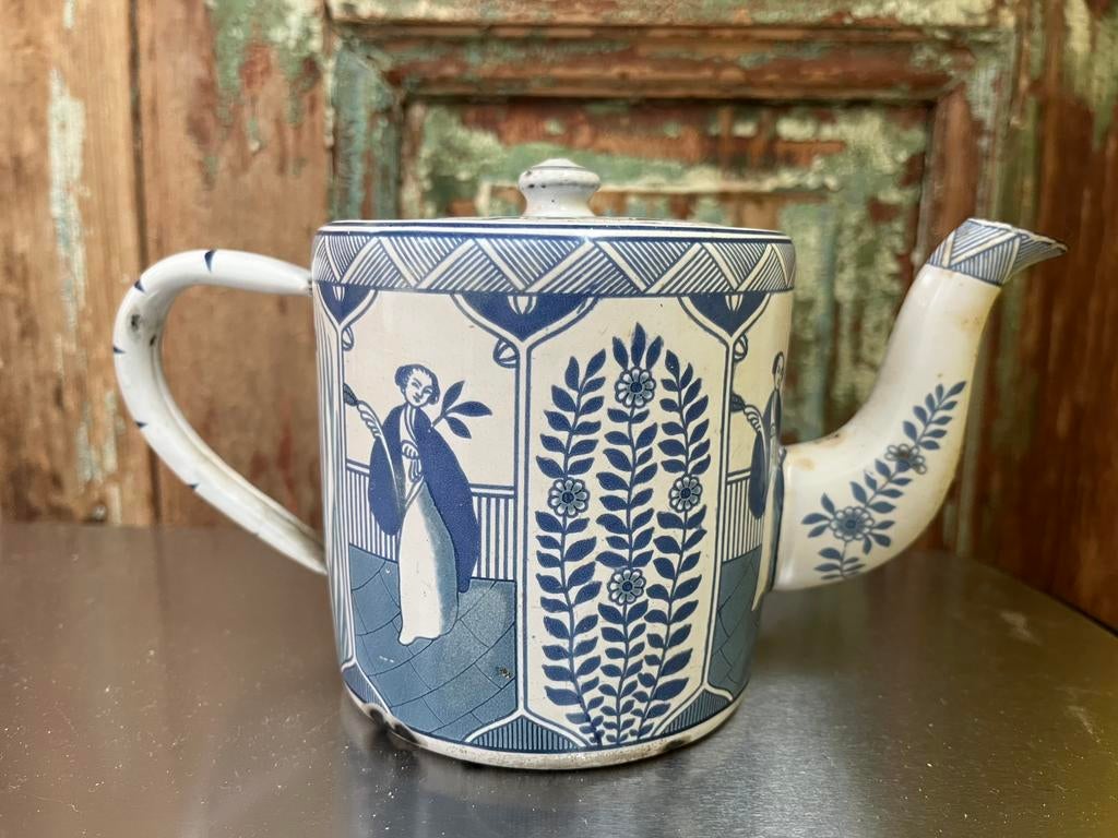 Prachtig antiek emaille theepotje ( Japan ), Antiek en Kunst, Ophalen of Verzenden