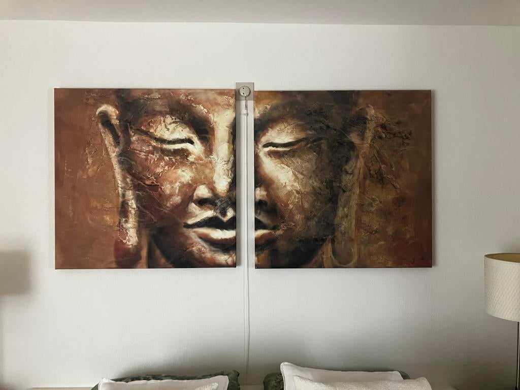 Boeddha Schilderij - Giclée op Canvas (tweeluik), Antiek en Kunst, Kunst | Schilderijen | Modern, Ophalen