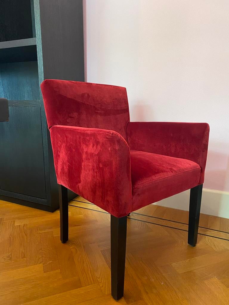 Armstoelen 6 stuks Olav velvet cherise Als Nieuw, Ophalen, Zo goed als nieuw, Hotel chic landelijk, Vijf, Zes of meer stoelen