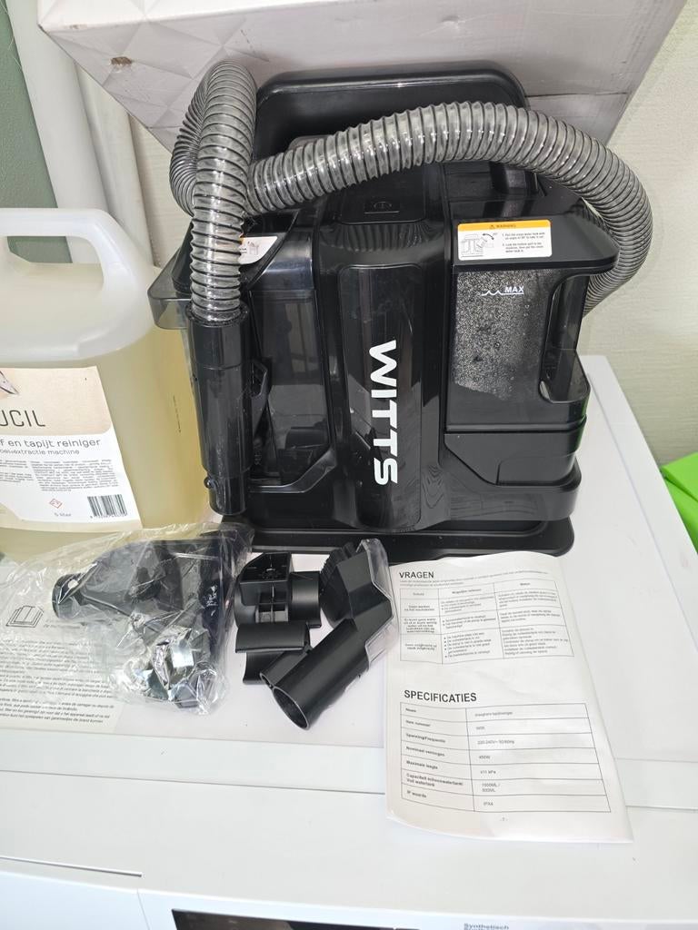 Witts Tapijtreiniger met Hucil reinigingsmiddel, Doe-het-zelf en Verbouw, Reinigingsmachines, Ophalen of Verzenden, Zo goed als nieuw