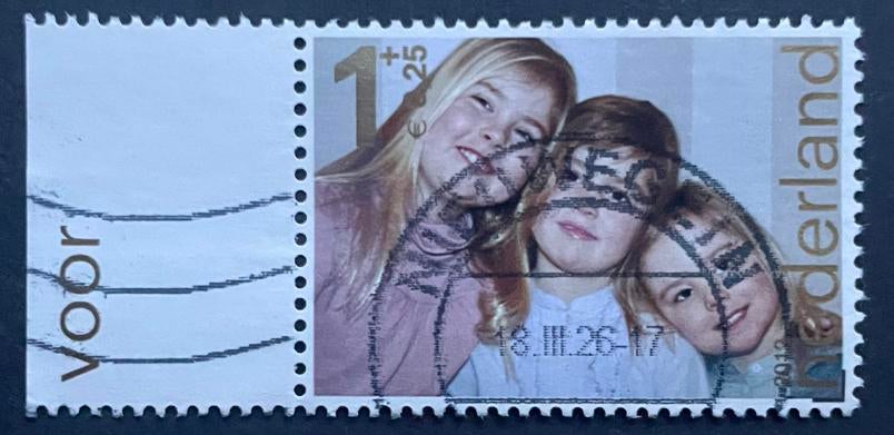2012 Kinderzegels nvph 3001d/tab gest Amalia, Alexia, Ariane, Ophalen of Verzenden, Na 1940, Gestempeld