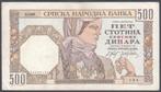 Serbia 500 Dinara 1941 WmK Woman's head, Verzenden, Overige landen, Los biljet