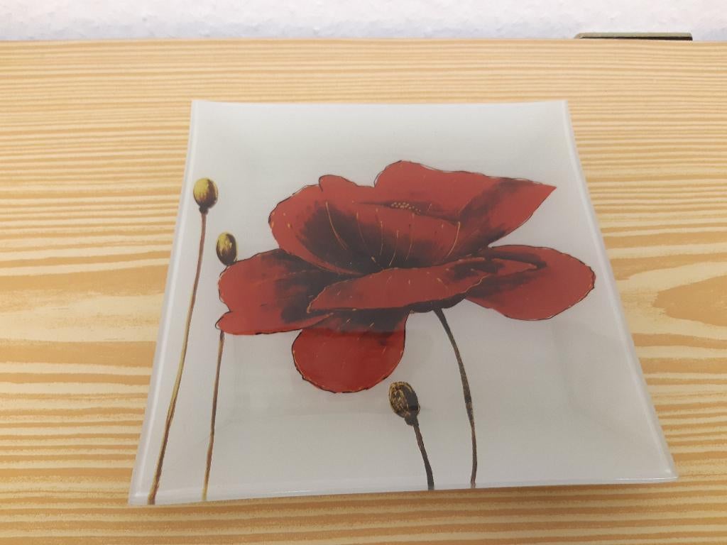 klaprozen glazen bord, Ophalen, Bord(en), Overige stijlen, Glas