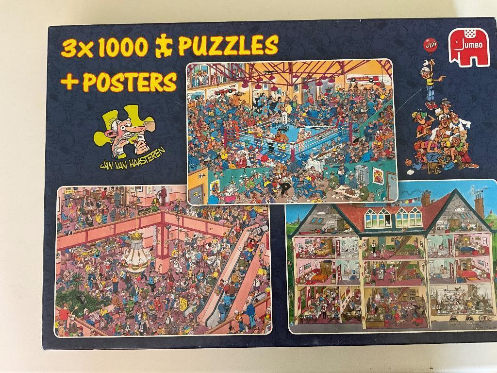 Jan van Haasteren puzzel 3x1000 stukjes, Ophalen, 500 t/m 1500 stukjes, Zo goed als nieuw, Legpuzzel