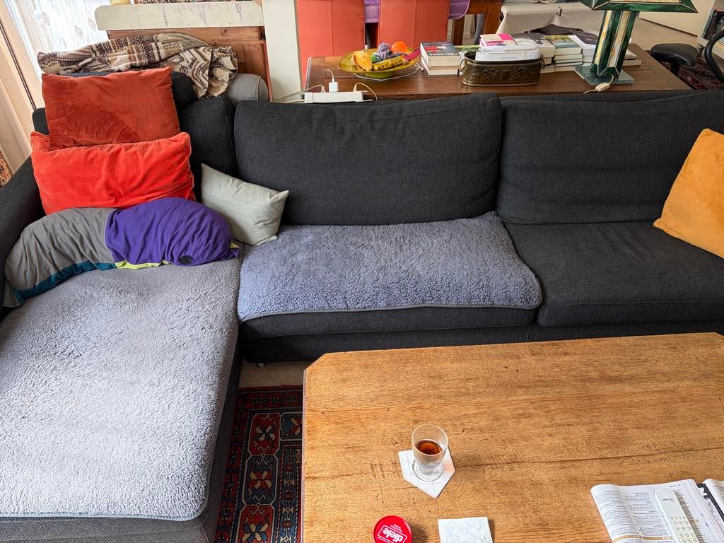 Zwarte hoekbank, Huis en Inrichting, Banken | Bankstellen, Gebruikt, 100 tot 125 cm, Hoekbank, 300 cm of meer