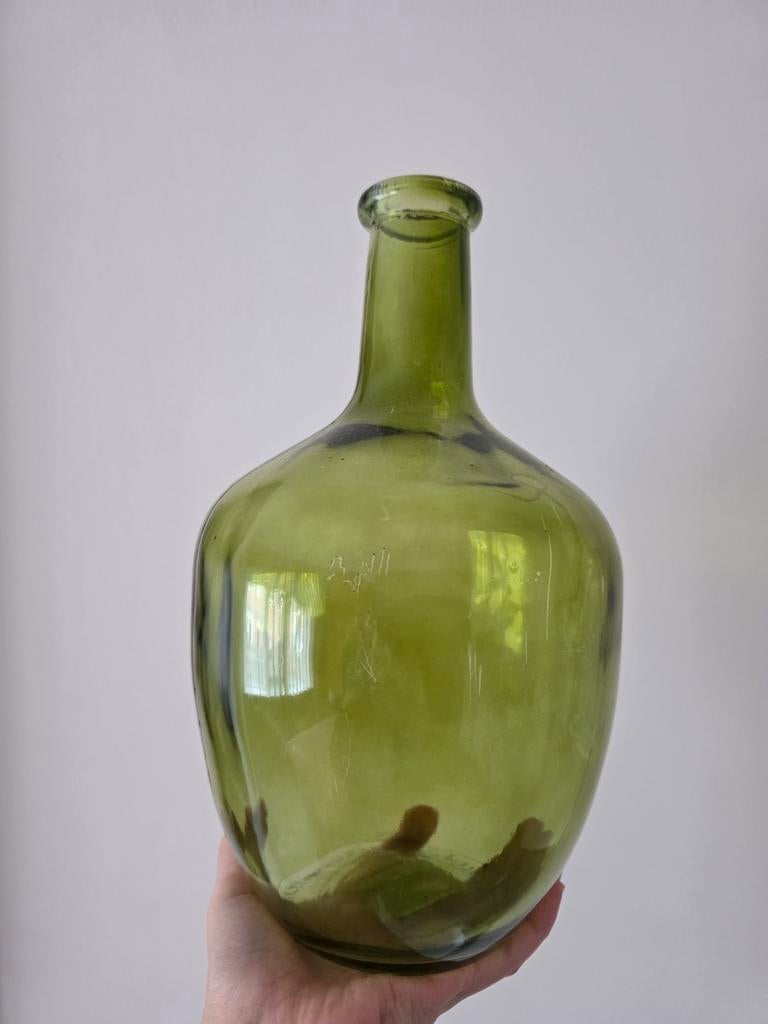 Groene glazen bloempot, Huis en Inrichting, Woonaccessoires | Vazen, Ophalen, Groen, Glas, Minder dan 50 cm