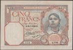 Algerije 5 francs 1929 VF p.77a (# 100), Verzenden, Overige landen, Los biljet