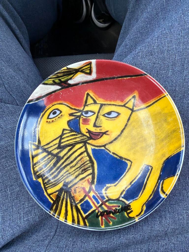 Corneille decor 02 bordje met kat en vogel, Ophalen of Verzenden