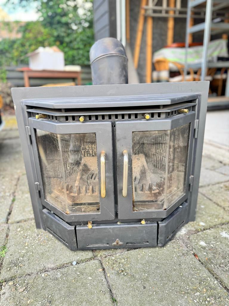 Complete Houtkachel - Inbouwmodel met Dubbele Deuren, Ophalen, Gebruikt, Inbouwhaard, Houthaard