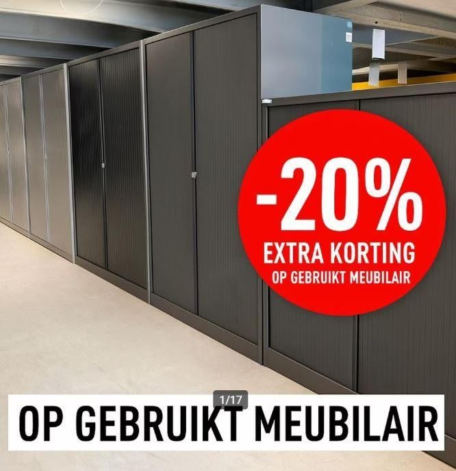 USED Roldeurkast Bureaustoel kantoormeubelen -20% Korting, 100 tot 150 cm, Nieuw, Ophalen of Verzenden, Minder dan 100 cm