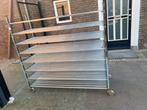 Vintage Metalen brood Stellingkast op Wielen, Ophalen, Gebruikt