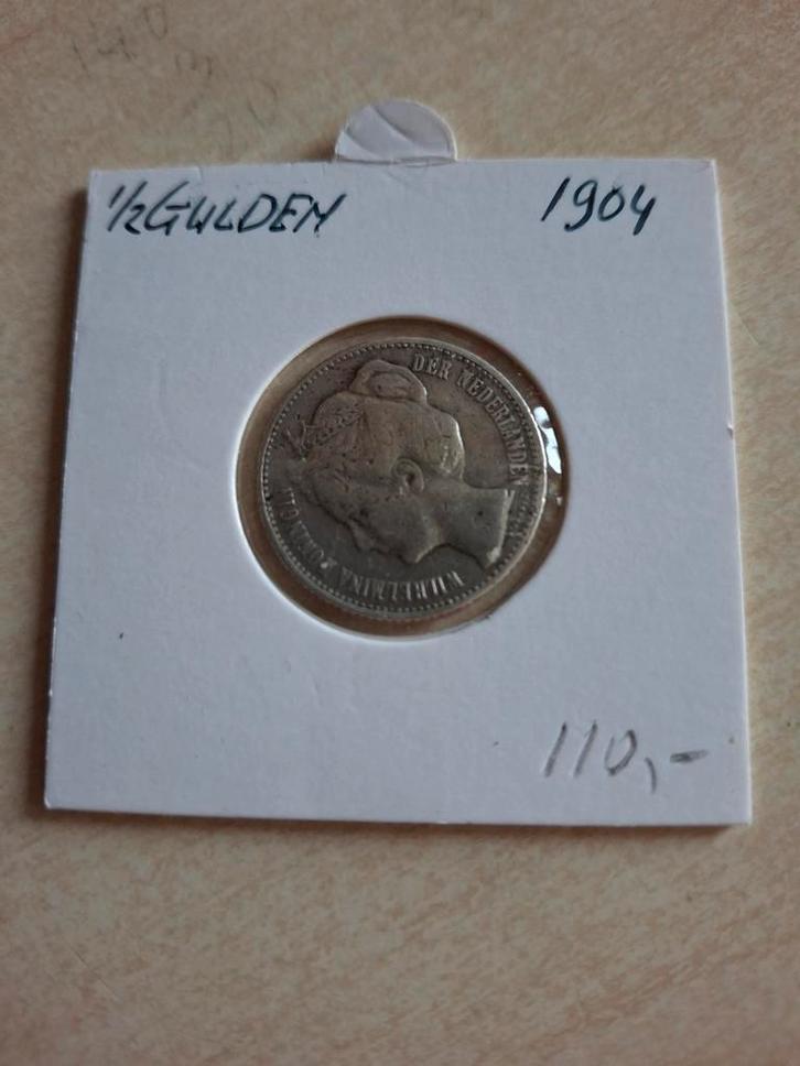 Halve Gulden Wilhelmina 1904 Zilveren Munt, Postzegels en Munten, Munten | Nederland, Ophalen of Verzenden