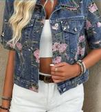 Bohemian spijkerjasje met bloemenprint, dames maat 44/46, Ophalen of Verzenden, Zo goed als nieuw, Maat 42/44 (L), Blauw