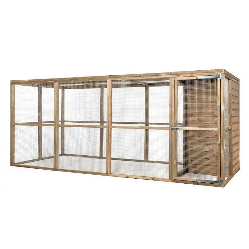 Volière Koen met een sluis van gaas en nachthok, Dieren en Toebehoren, Vogels | Hokken en Kooien, Nieuw, Volière, Hout, Ophalen of Verzenden