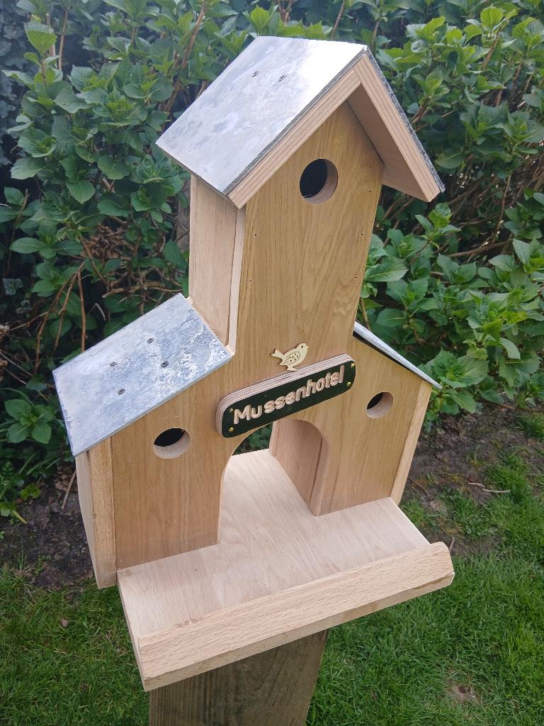 MUSSENHOTEL   eikenhout, Tuin en Terras, Vogelhuisjes en Vogelbaden, Nieuw, Ophalen of Verzenden