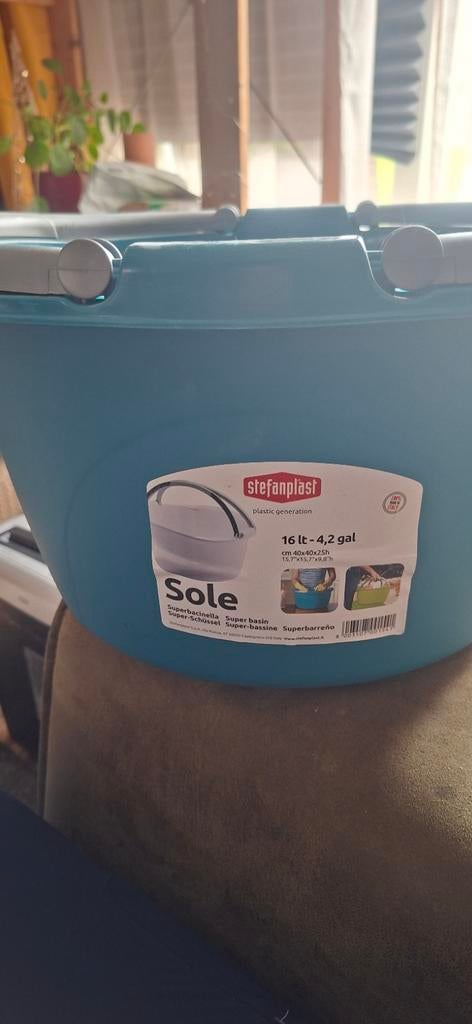 Stefanplast Sole Superbasin - 16L turquoise, Ophalen, Zo goed als nieuw, Kunststof, Met handgreep