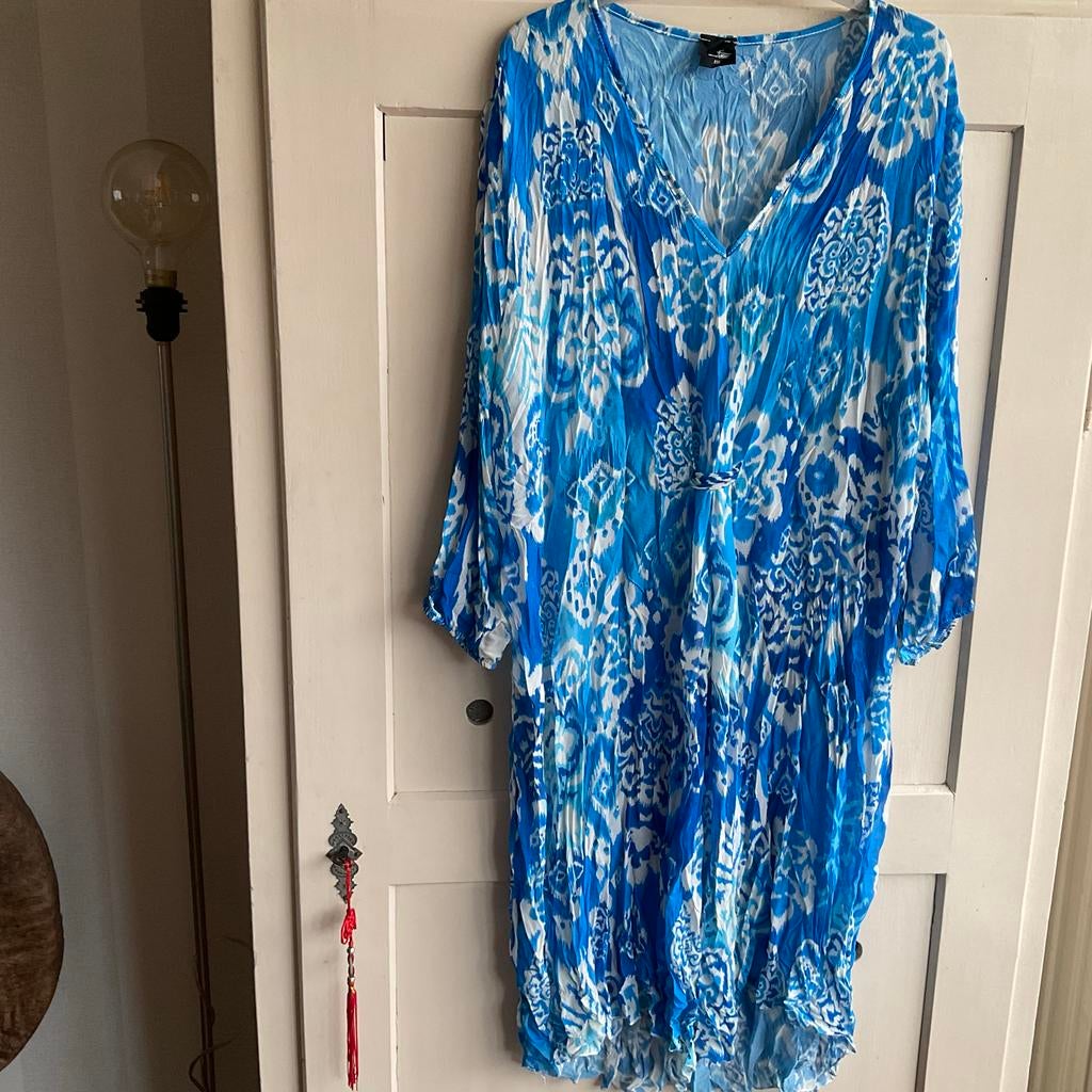 FOS Amsterdam zomerjurkje XXL 44/46, Kleding | Dames, Jurken, Ophalen of Verzenden, Zo goed als nieuw, Blauw, Knielengte