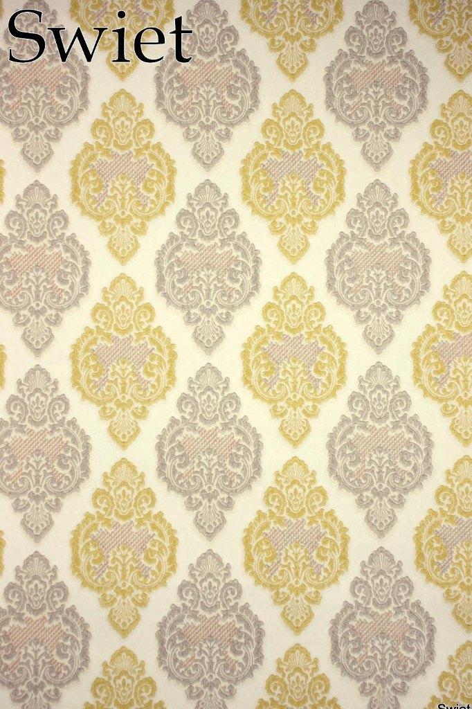 5027 Retro barokbehang grijs mosterdgeel wit jaren 70 swiet, Huis en Inrichting, Stoffering | Behang, Ophalen of Verzenden, 25 tot 50 m²