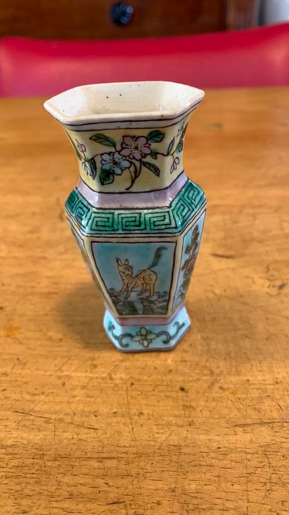 Chinees miniatuur vaasje famiile verte 19e eeuw, Ophalen of Verzenden