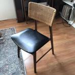 Stoel (mid-century, rieten rug, skai zitting), Ophalen, Gebruikt, Bruin, Mid-century
