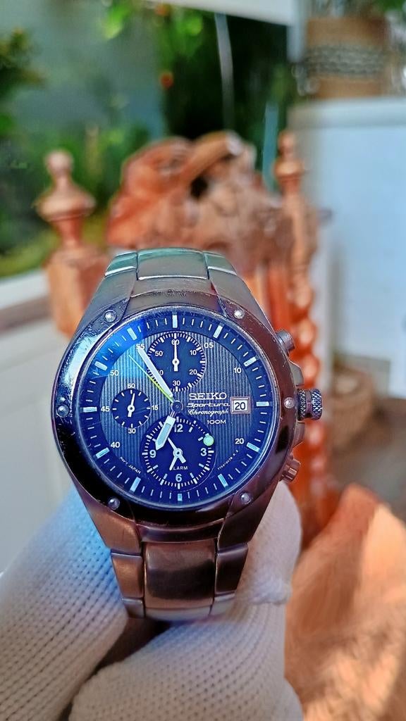 Seiko Sportura Titanium Horloge, Gebruikt, Polshorloge, Overige materialen, Ophalen of Verzenden
