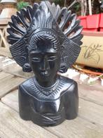 Bali Hardhouten Vrouw met hoofdtooi beeld, Ophalen of Verzenden