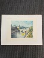 Ets van Parijs met de Seine en bruggen, Antiek en Kunst, Kunst | Etsen en Gravures, Ophalen of Verzenden
