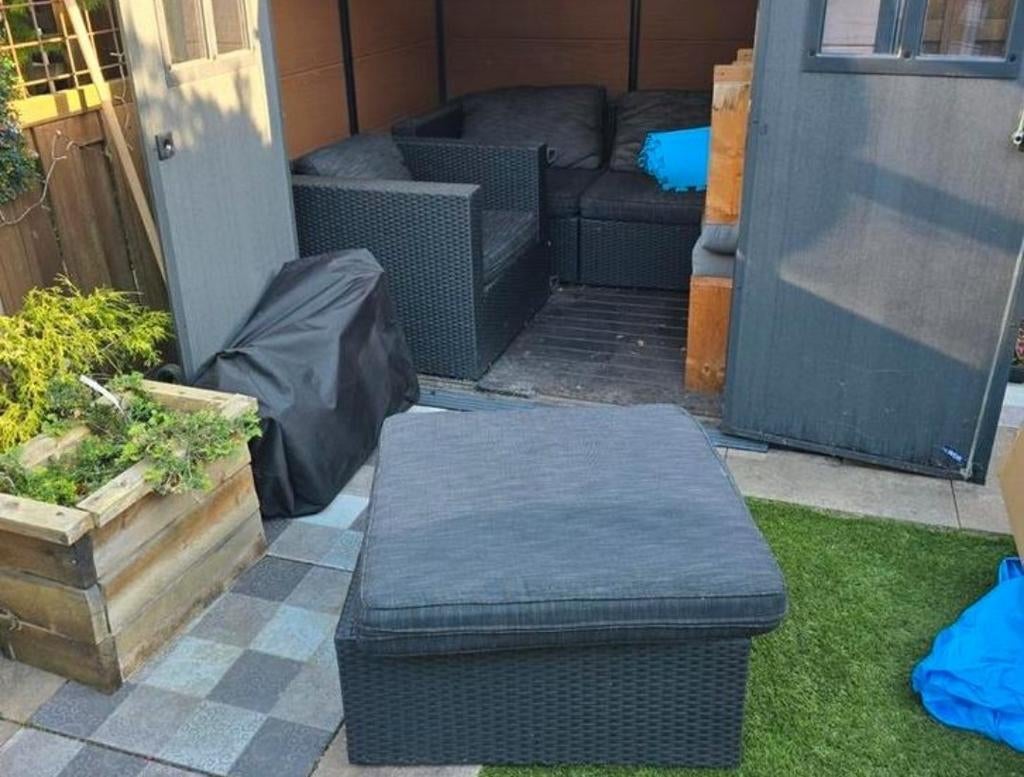 Wicker Loungeset met Kussens - Zo goed als nieuw, Ophalen, 3 zitplaatsen, Stoel, Zo goed als nieuw