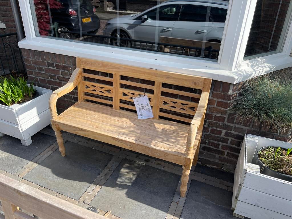 Nieuwe Teakhouten Tuinbank 130 cm, Ophalen of Verzenden, Nieuw, Teakhout