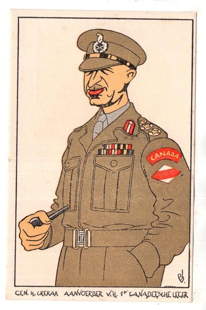 Generaal Crerar Canadian Army 2e wereldoorlog Cartoon, Verzenden, 1920 tot 1940, Ongelopen, Overige thema's